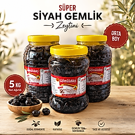 5 Kg Süper Orta Boy Siyah Gemlik Zeytin